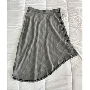 New Verve Blues Size 8 Houndstooth Skirt Asym Hem Black White Black Button NWT